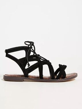 Sam Edelman Black Strappy Lace-Up Gemma Gladiator Flat Sandals